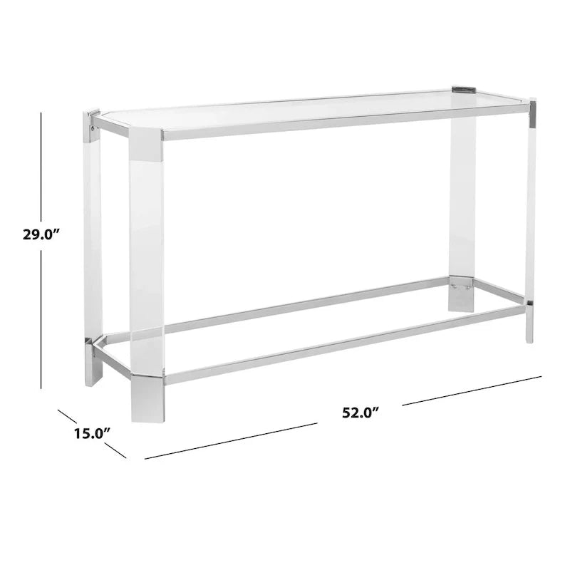 Console de salon SAFAVIEH Couture Orveig en acrylique – 52 L x 15 l x 29 H – 52Lx15Px29H