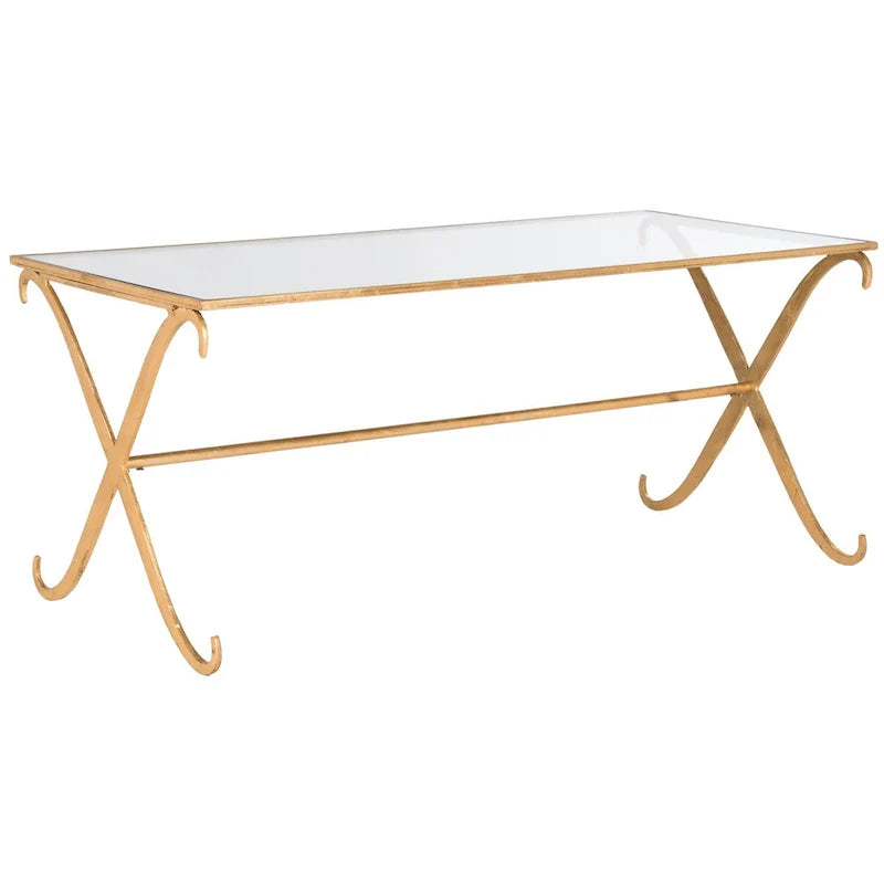 Table basse SAFAVIEH Olka Or/Plateau en verre trempé - 43 x 20 x 18.3 - 43Lx20Px18H