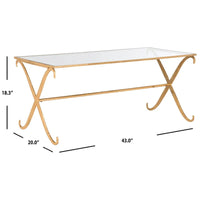 Table basse SAFAVIEH Olka Or/Plateau en verre trempé - 43 x 20 x 18.3 - 43Lx20Px18H