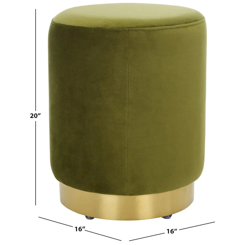 SAFAVIEH Couture Fanka, pouf en velours avec base en laiton – Bleu marine/laiton