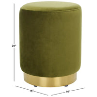 SAFAVIEH Couture Fanka, pouf en velours avec base en laiton – Bleu marine/laiton