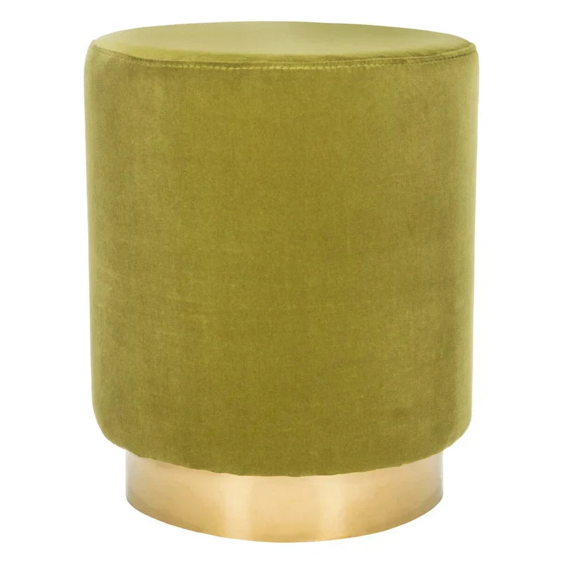 SAFAVIEH Couture Fanka, pouf en velours avec base en laiton – Bleu marine/laiton