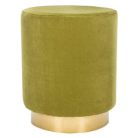SAFAVIEH Couture Fanka, pouf en velours avec base en laiton – Bleu marine/laiton