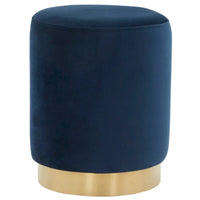 SAFAVIEH Couture Fanka, pouf en velours avec base en laiton – Bleu marine/laiton