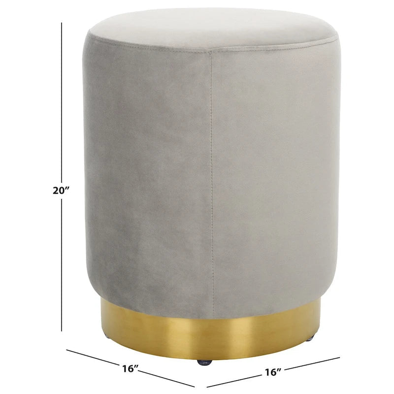 SAFAVIEH Couture Fanka, pouf en velours avec base en laiton – Bleu marine/laiton