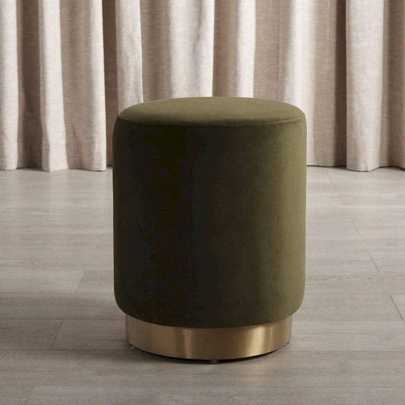 SAFAVIEH Couture Fanka, pouf en velours avec base en laiton – Bleu marine/laiton