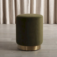 SAFAVIEH Couture Fanka, pouf en velours avec base en laiton – Bleu marine/laiton