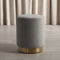 SAFAVIEH Couture Fanka, pouf en velours avec base en laiton – Bleu marine/laiton