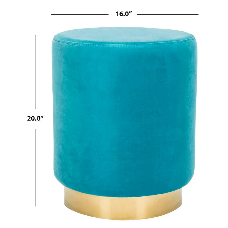 SAFAVIEH Couture Fanka, pouf en velours avec base en laiton – Bleu marine/laiton