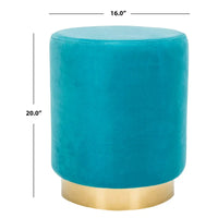 SAFAVIEH Couture Fanka, pouf en velours avec base en laiton – Bleu marine/laiton