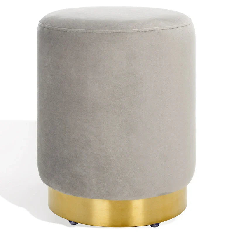 SAFAVIEH Couture Fanka, pouf en velours avec base en laiton – Bleu marine/laiton