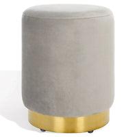 SAFAVIEH Couture Fanka, pouf en velours avec base en laiton – Bleu marine/laiton