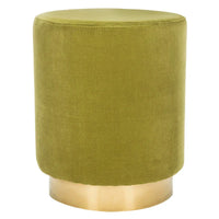 SAFAVIEH Couture Fanka, pouf en velours avec base en laiton – Bleu marine/laiton