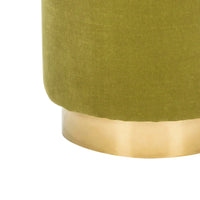 SAFAVIEH Couture Fanka, pouf en velours avec base en laiton – Bleu marine/laiton