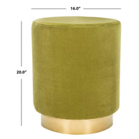 SAFAVIEH Couture Fanka, pouf en velours avec base en laiton – Bleu marine/laiton