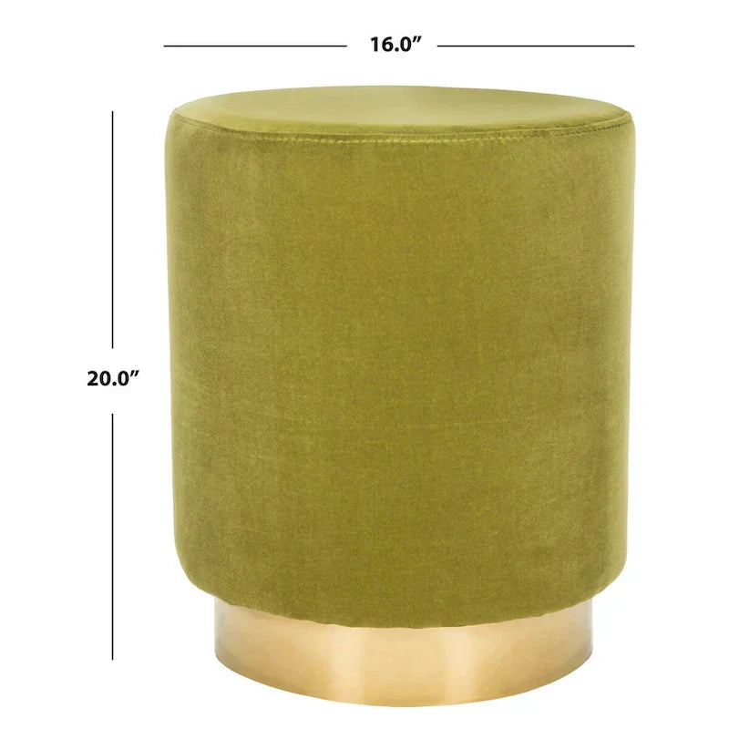 SAFAVIEH Couture Fanka, pouf en velours avec base en laiton – Bleu marine/laiton