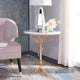 SAFAVIEH Ailene Hidden Treasures - Table d'appoint en granit blanc et laiton - 20 x 20 x 24.6 - 20L x 20P x 25H