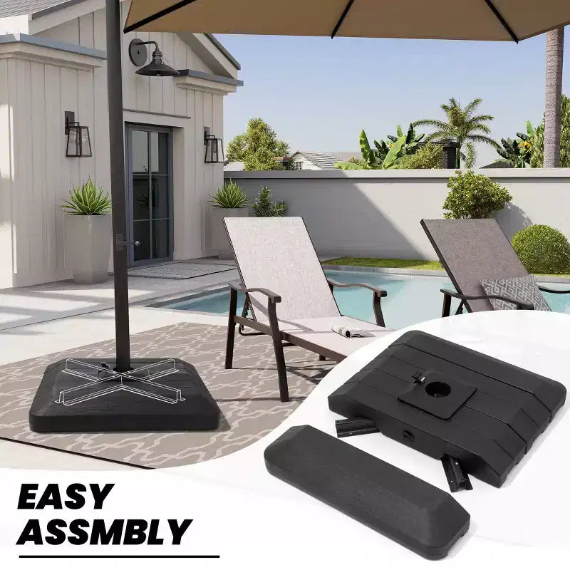 Crestlive Products Parasol déporté de terrasse carré 10 pieds à 2 niveaux, ombrage 360 avec base lestée