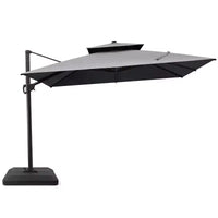 Crestlive Products Parasol déporté de terrasse carré 10 pieds à 2 niveaux, ombrage 360 avec base lestée