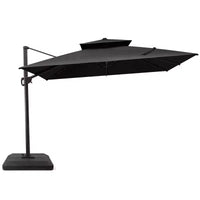 Crestlive Products Parasol déporté de terrasse carré 10 pieds à 2 niveaux, ombrage 360 avec base lestée