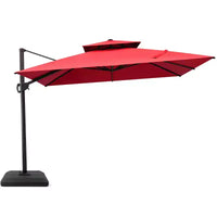 Crestlive Products Parasol déporté de terrasse carré 10 pieds à 2 niveaux, ombrage 360 avec base lestée