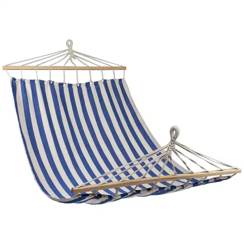 Northlight Hamac double 2 personnes matelassé en macramé rayé - 9' x 56 - bleu et crème