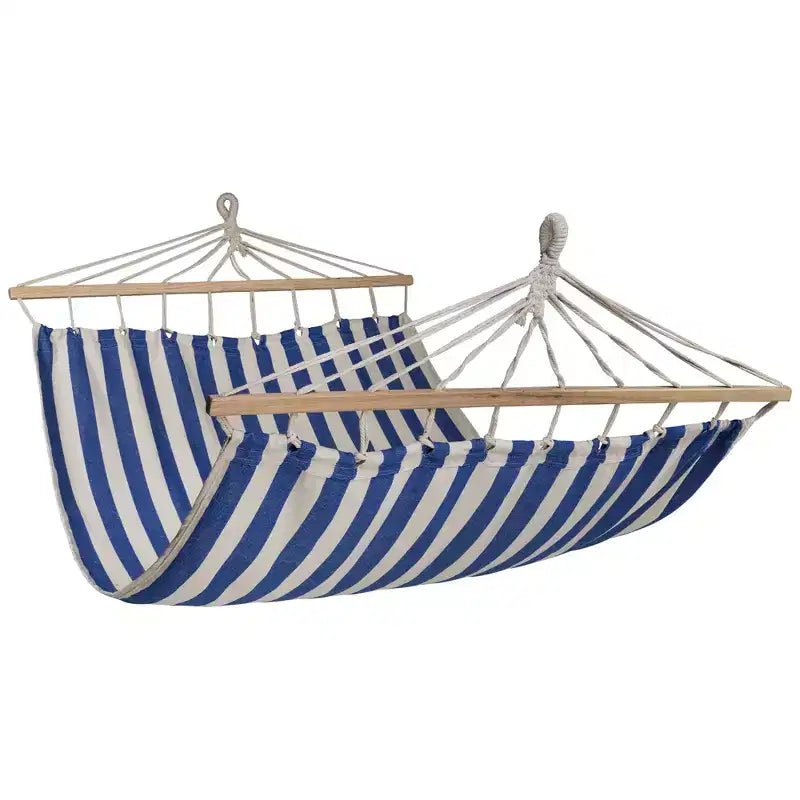 Northlight Hamac double 2 personnes matelassé en macramé rayé - 9' x 56 - bleu et crème