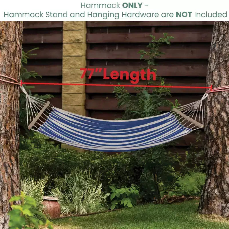 Northlight Hamac double 2 personnes matelassé en macramé rayé - 9' x 56 - bleu et crème