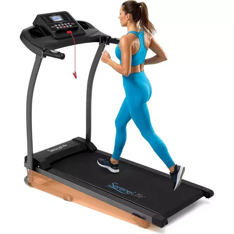 Tapis roulant pliable SereneLife pour la maison - Compact, peu encombrant, vitesse réglable avec écran LCD et programmes intégrés
