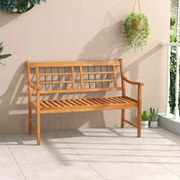 Costway Banc extérieur en bois d'acacia 2 places, banc de patio avec assise et dossier à lattes