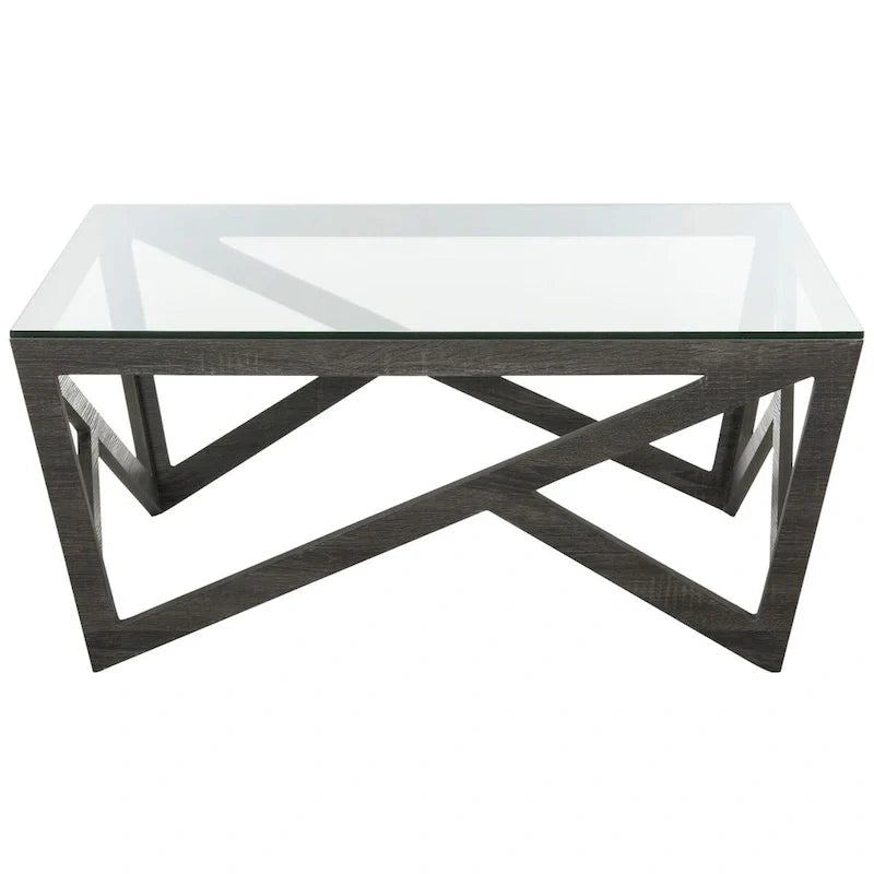 SAFAVIEH Annmarie Table Basse Plateau Verre Milieu du Siècle - 33.5 x 33.5 x 14.5 - 34Lx34Px15H