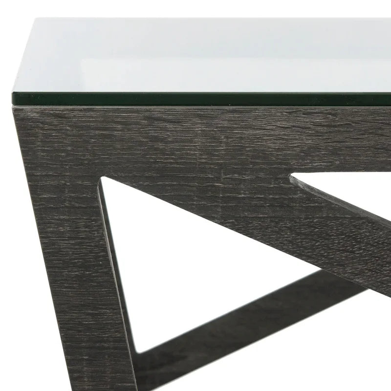 SAFAVIEH Annmarie Table Basse Plateau Verre Milieu du Siècle - 33.5 x 33.5 x 14.5 - 34Lx34Px15H