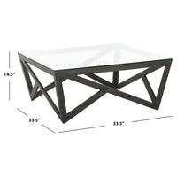 SAFAVIEH Annmarie Table Basse Plateau Verre Milieu du Siècle - 33.5 x 33.5 x 14.5 - 34Lx34Px15H