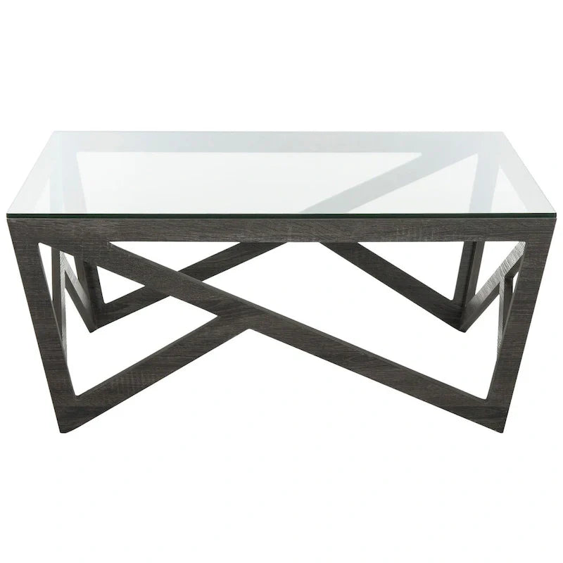 SAFAVIEH Annmarie Table Basse Plateau Verre Milieu du Siècle - 33.5 x 33.5 x 14.5 - 34Lx34Px15H