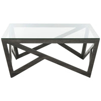 SAFAVIEH Annmarie Table Basse Plateau Verre Milieu du Siècle - 33.5 x 33.5 x 14.5 - 34Lx34Px15H