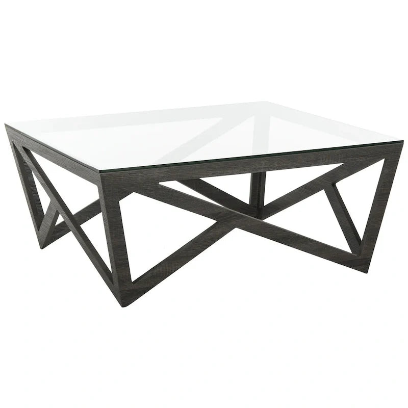 SAFAVIEH Annmarie Table Basse Plateau Verre Milieu du Siècle - 33.5 x 33.5 x 14.5 - 34Lx34Px15H