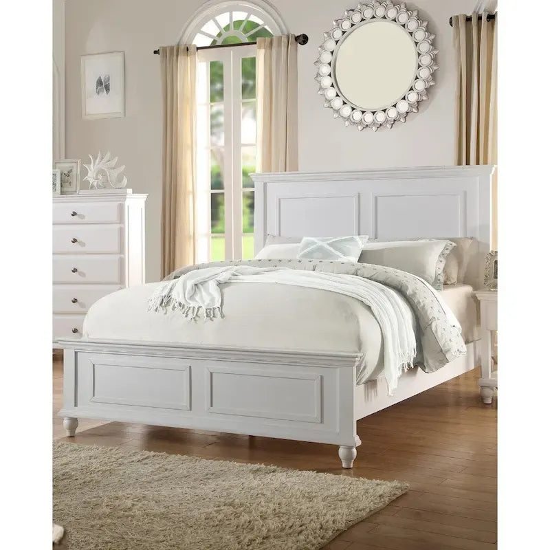 Lit en bois E.King captivant, blanc