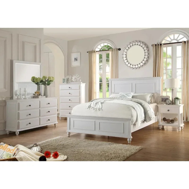 Lit en bois E.King captivant, blanc