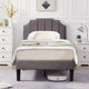Cadre de lit plateforme rembourré Javlergo avec tête de lit réglable à hauteur garnie de clous, aucun sommier tapissier requis