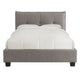 Lit King size profil bas Amy, Lin capitonné, Rangement large, Gris