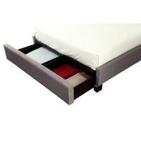 Lit King size profil bas Amy, Lin capitonné, Rangement large, Gris