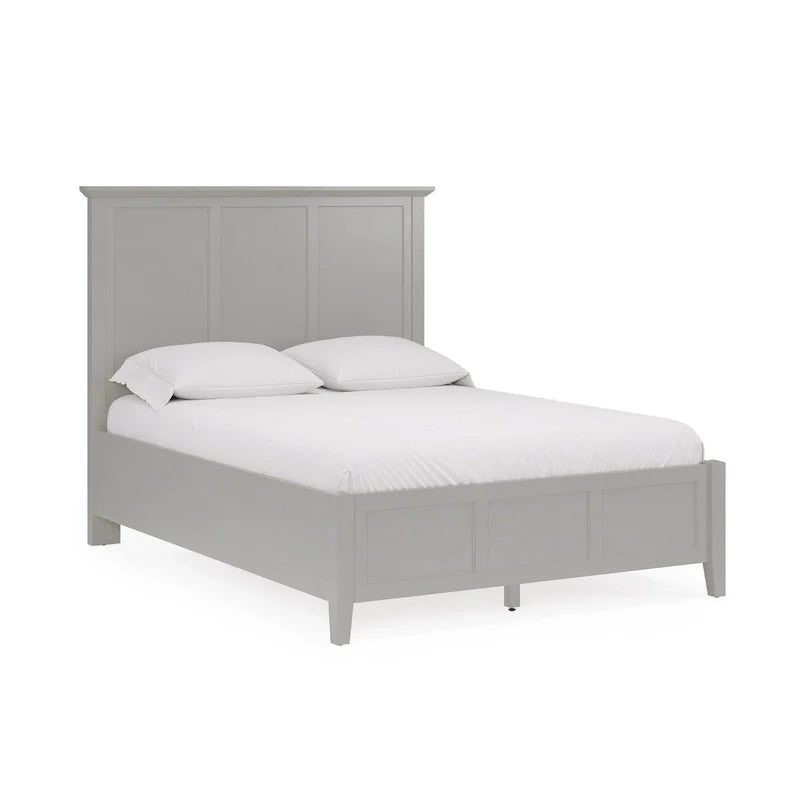 Lit King Size Fritz, Design à Trois Panneaux, Dessus Biseauté, Bois Massif Gris
