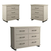 Ensemble de chambre à coucher 3 pièces de style campagnard - 2 tables de chevet et 1 commode