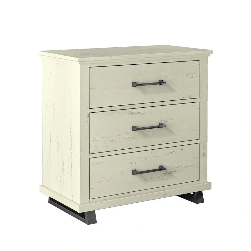 Ensemble de chambre à coucher 3 pièces de style campagnard - 2 tables de chevet et 1 commode