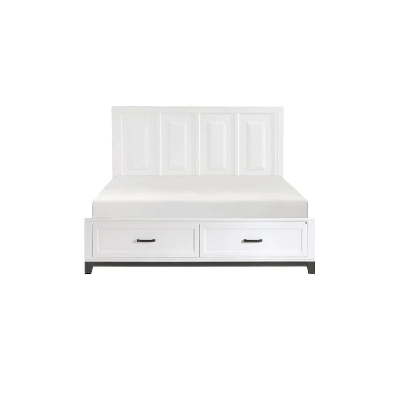Ensemble de chambre à coucher plateforme de rangement moderne blanc 3 pièces Saratoga