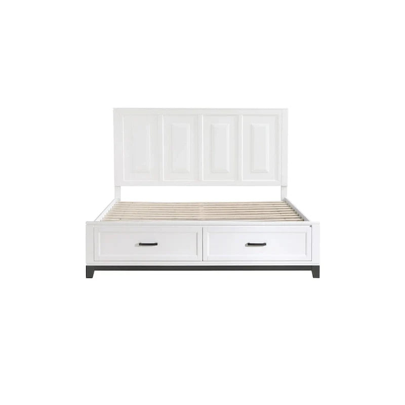 Ensemble de chambre à coucher plateforme de rangement moderne blanc 3 pièces Saratoga