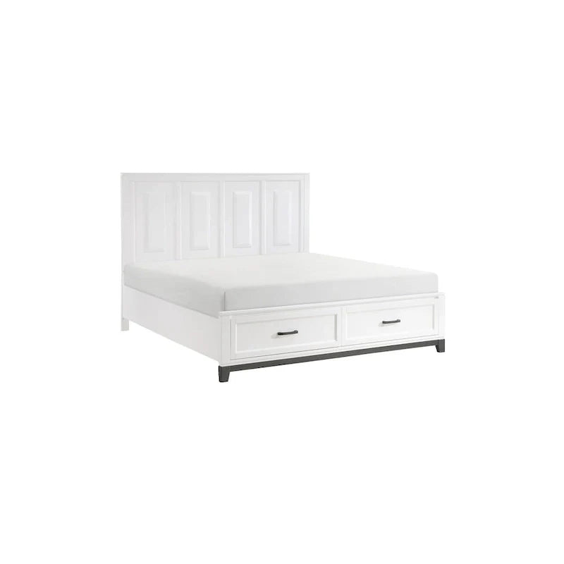 Ensemble de chambre à coucher plateforme de rangement moderne blanc 3 pièces Saratoga