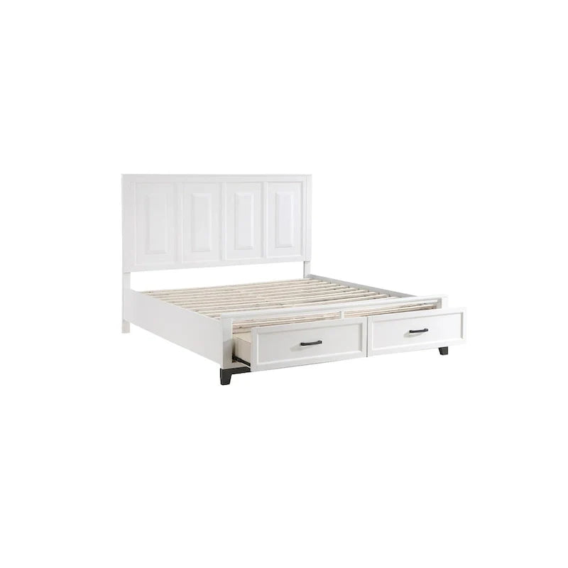 Ensemble de chambre à coucher plateforme de rangement moderne blanc 3 pièces Saratoga