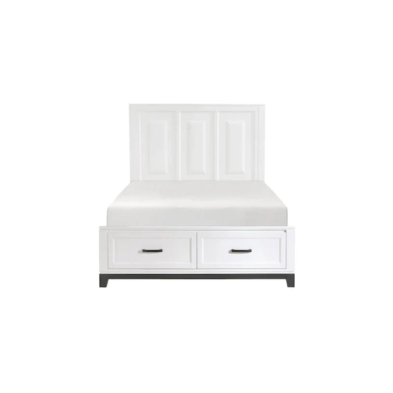 Ensemble de chambre à coucher plateforme de rangement moderne blanc 3 pièces Saratoga