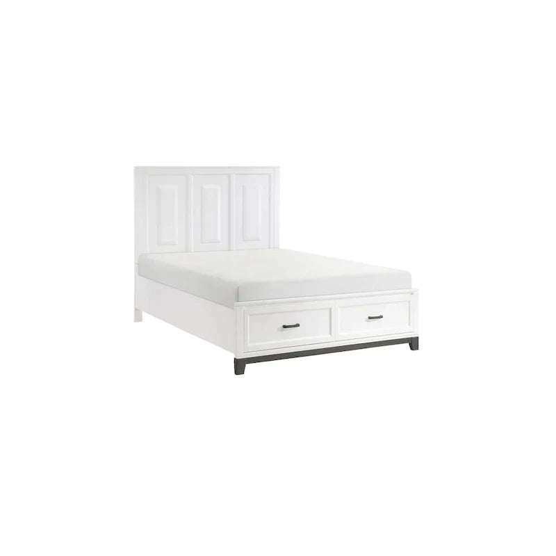 Ensemble de chambre à coucher plateforme de rangement moderne blanc 3 pièces Saratoga